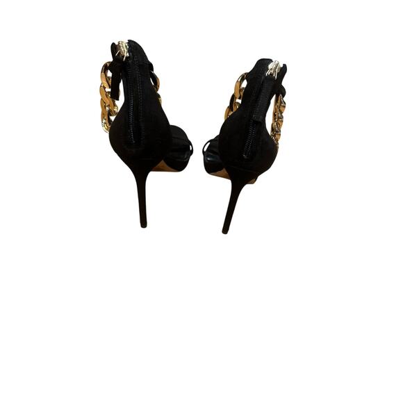 Aminah Abdul Jillil Inc Womens 9 Nura Gold chain Black stiletto high heels shoes - Picture 8 of 9